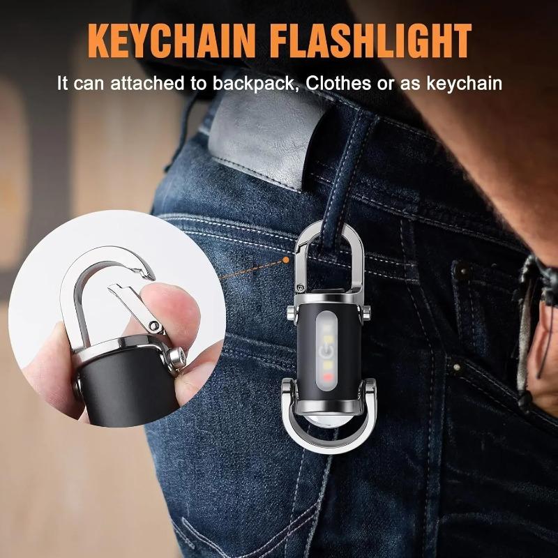Мощный COB светодиодный фонарик-брелок, перезаряжаемый через USB, подвесной портативный фонарик, водонепроницаемый брелок, кемпинг, прогулки, карманный фонарь