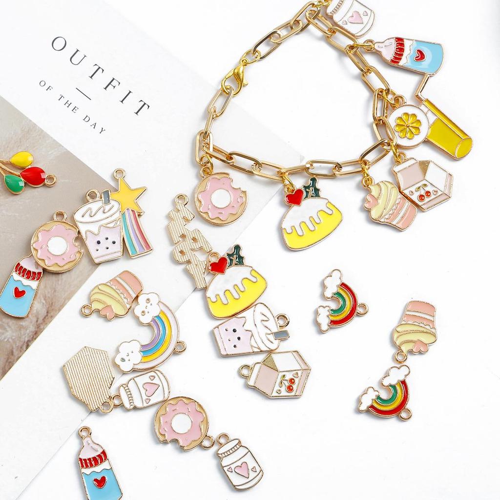 4 шт. несколько стилей, сплав металла, капли масла, красочные аксессуары для изготовления ювелирных изделий, ожерелье, браслет, серьги «сделай сам»