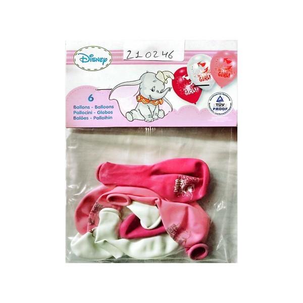 Dumbo ItÂ´s A Girl! Latex Balloons (Pack of 6)