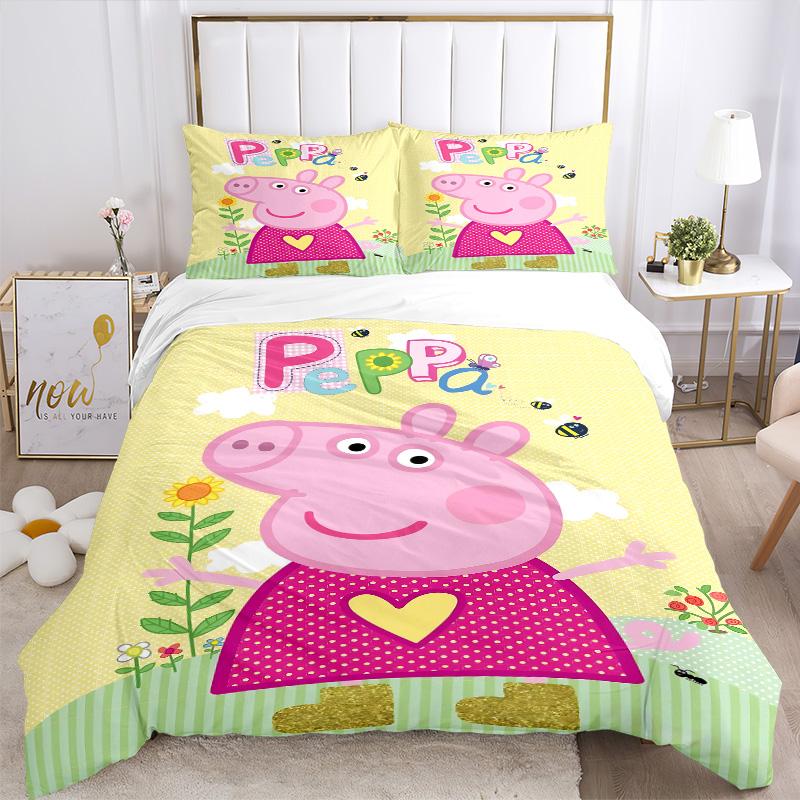 Peppa Pig Garden Party Print 3Pcs Bedding Setduvet Cover With 2 Bedropillowcase Home Birthday Gift