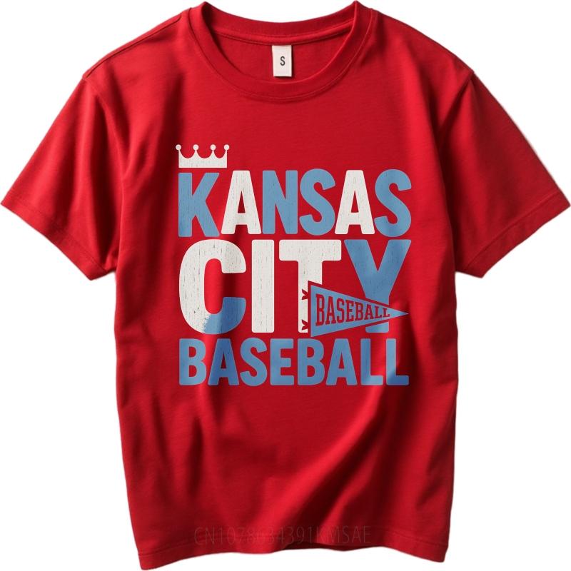 Unisexs tshirt Cotton Shirt Fashion Summer Women T Shirt Kansas City Baseball Crown Design Short Sleeve Printed Crew Neck Tops