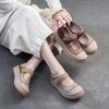 Johnature Туфли в стиле ретро с круглым носком и толстой подошвой, из натуральной кожи, удобные женские туфли на плоской платформе
