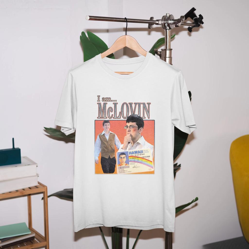 Mclovin Superded Мужская Женская Хлопковая Футболка Летняя Мужская Харадзюку С Коротким Рукавом Забавный Подарок на День Рождения для Мужчины Женщины Принт Арт Футболки Топ