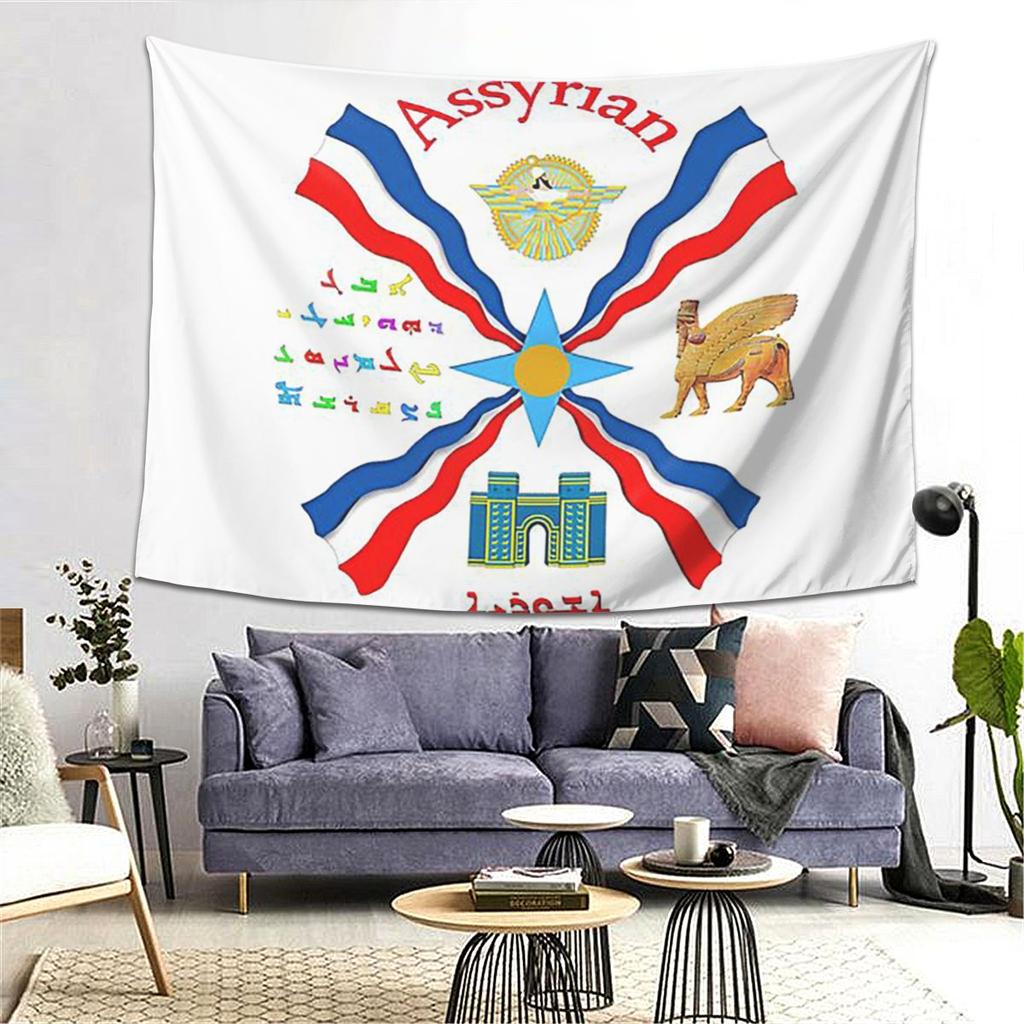 Luxury Assyrian Suryoyo Flag Tapestry Wall Hanging Aesthetic Home Decor Tapestries for Dorm Room