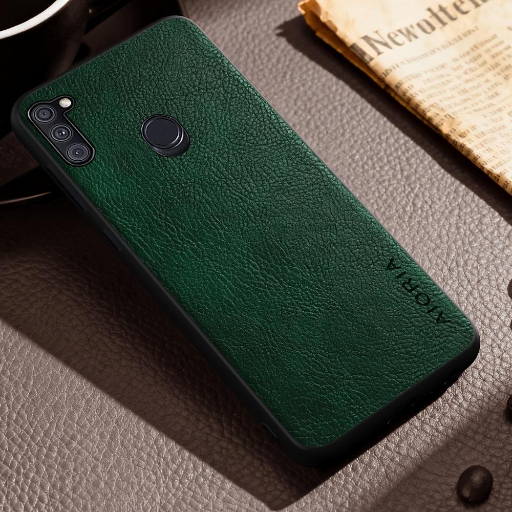 Phone Case: Luxury Case for Samsung Galaxy A71 A51 A11 5G Retro Fashion Natural Texture Solid Color Anti-fingerprints Synthetic Leather Precise