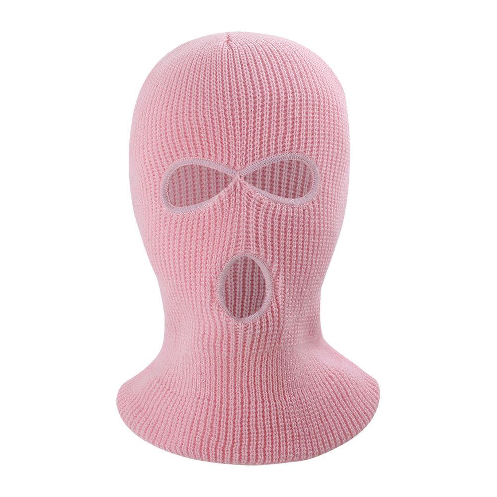Winter Warm 3-hole Ear protection Embroidery White Knitted Full Face Mask Cover Cap Ski Mask Balaclava Pack for Men