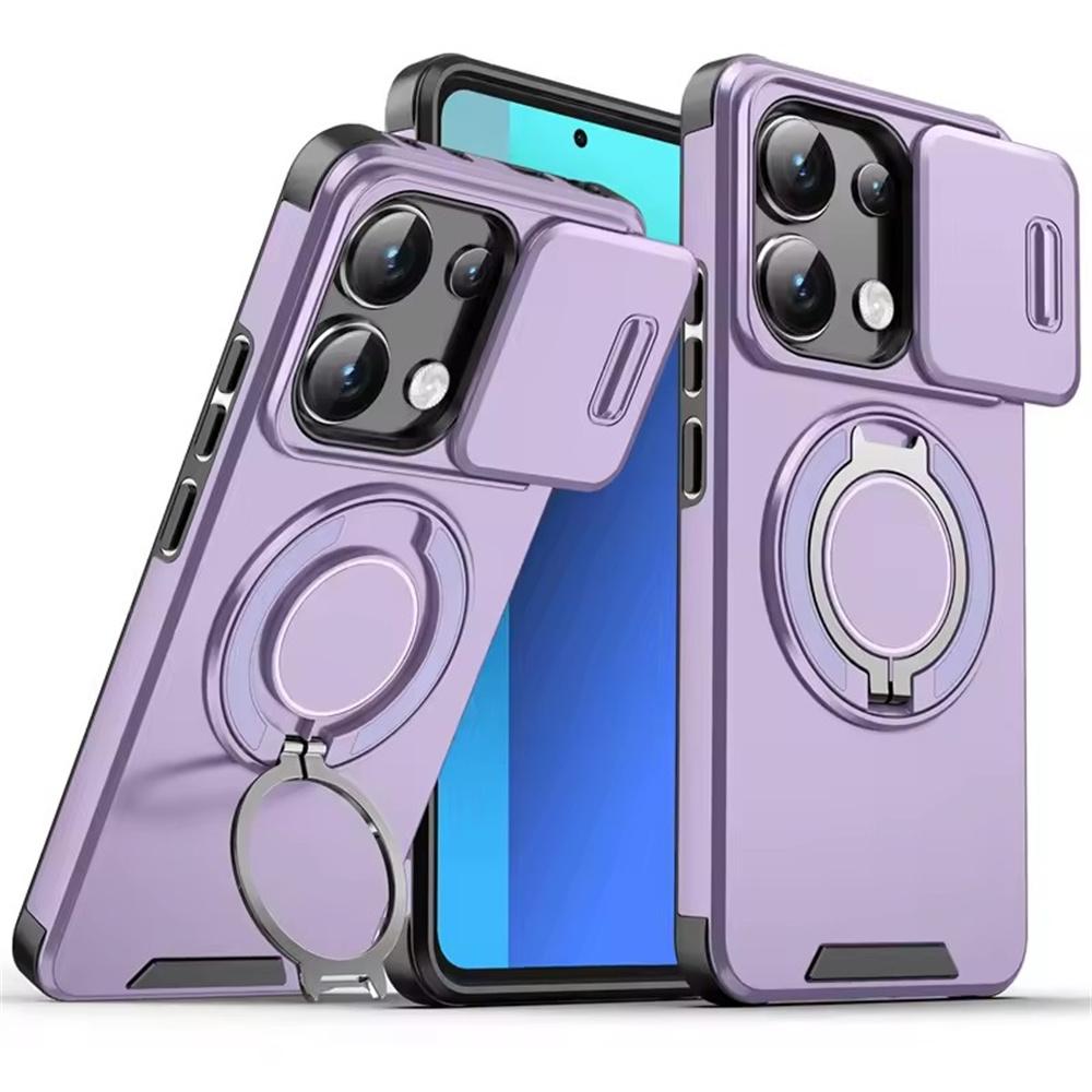 Чехол для POCO X7 X6 Pro 5G Ударопрочный с магнитным кольцом-держателем Чехол для телефона для POCO M6 F7 Слайдер для камеры Защита объектива Бампер