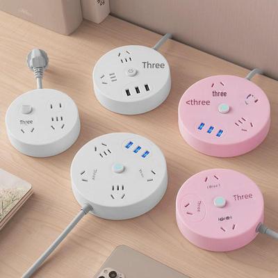 Круглая настольная офисная розетка с USB и многоотверстной платой питания