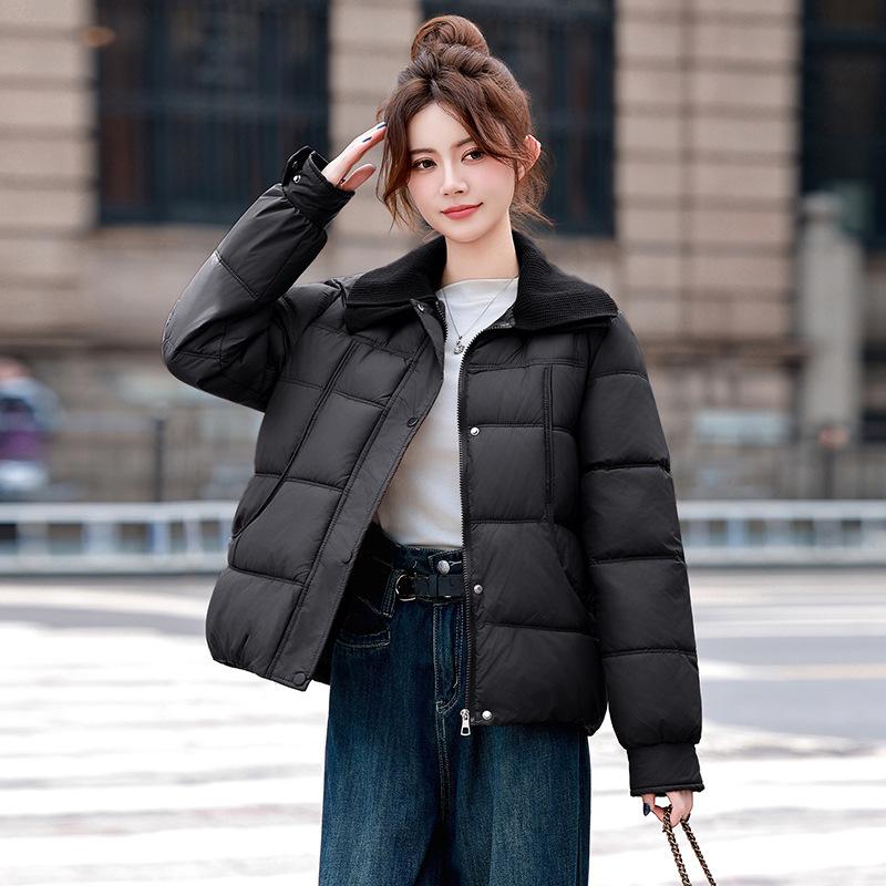 [One piece] Versatile small winter feather clothes women's fashion lapel thickened cotton-padded jacket
