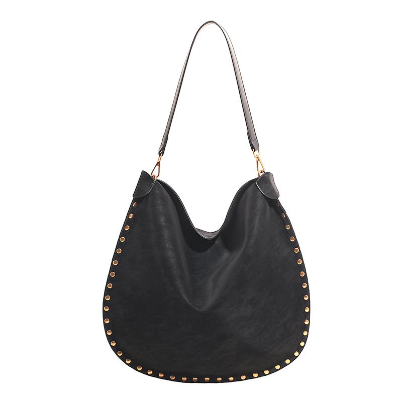 Persality Horseshoe Shape PU Solid Hasp Women's Shoulder Bags Exquisite Rivets Large Capacity Versatile Crossbody Bag
