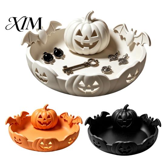 Pumpkin Tray for Halloween 3D Printed Jewelry Holder, Spooky Trinket Keys, Unique Holiday Gift Friends Rings, Earrings, Decorative Storage Organizer