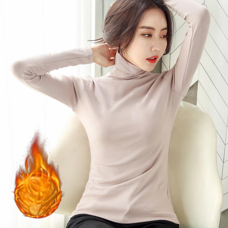 Водолазка из бархата, женская однотонная рубашка на осень и зиму, новая облегающая и тонкая студенческая футболка с длинными рукавами