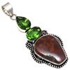 Подвеска дизайнерская яшма перидот кварц драгоценный камень серебряное ювелирное изделие 2.75"