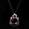 Frosty Oriental Rose Short Necklace Enamel Glaze White Jade Flower Ladybug Clavicle Chain Womens Trendy