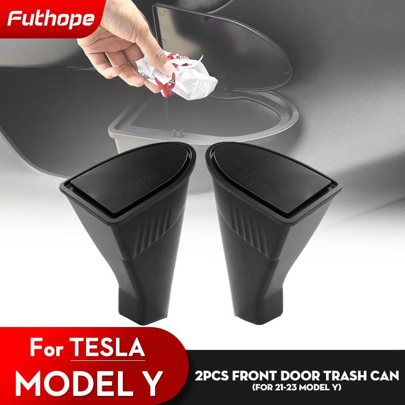 Futope 2 шт. мусорный бак Tesla Door для Tesla Model Y 2018-2023, ящик для хранения в двери, аксессуары для модификации внутреннего хранения