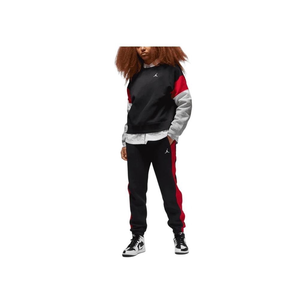 Jordan Флисовый свитшот с круглым вырезом Brooklyn и логотипом в стиле пэчворк, женские топы, черный FB5174-010