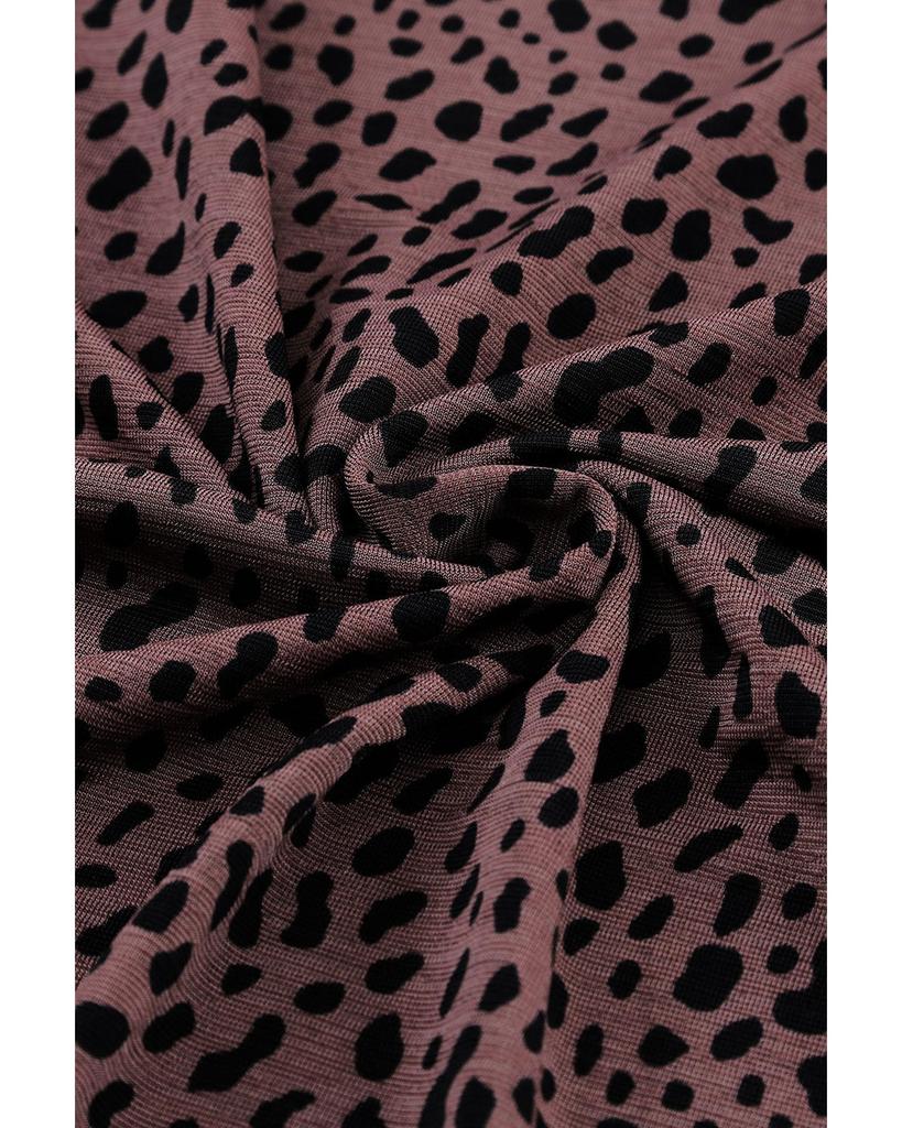 Azura Exchange Spotted Print Round Neck Long Sleeve Top