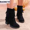 Fashion Fringe High Heels Women Ankle Boots Zipper Shoes 2025 Trend Designer Chunky Party Chelsea Boots Winter New Pumps Mujer Botas