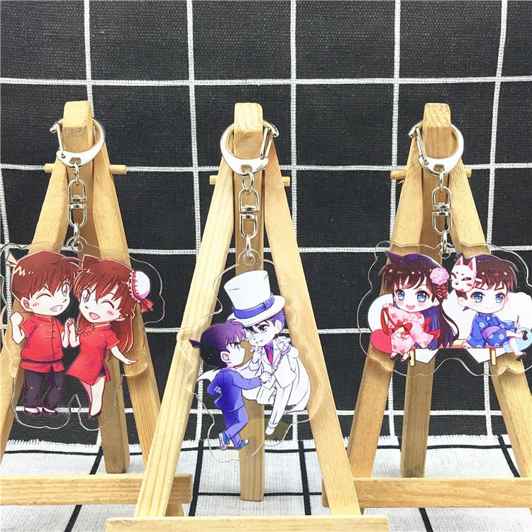Anime Games Conan Shinichi Cartoon Character Key Rings Acrylic Keychain Metal Decoration Accessory Gift Pendant