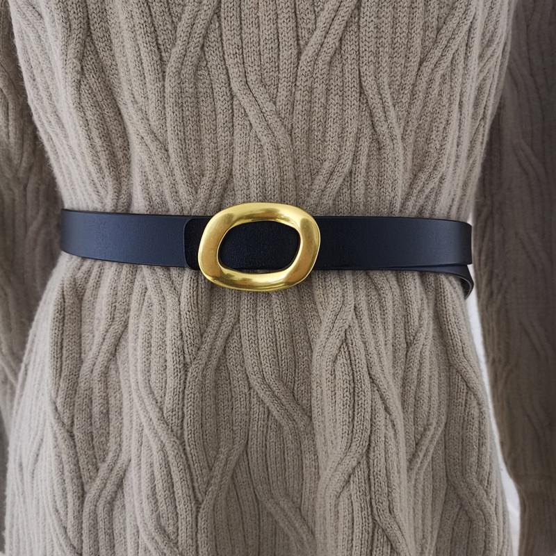 Authentic Ladies Belt With Alloy Circle Buckle For Office And Casual