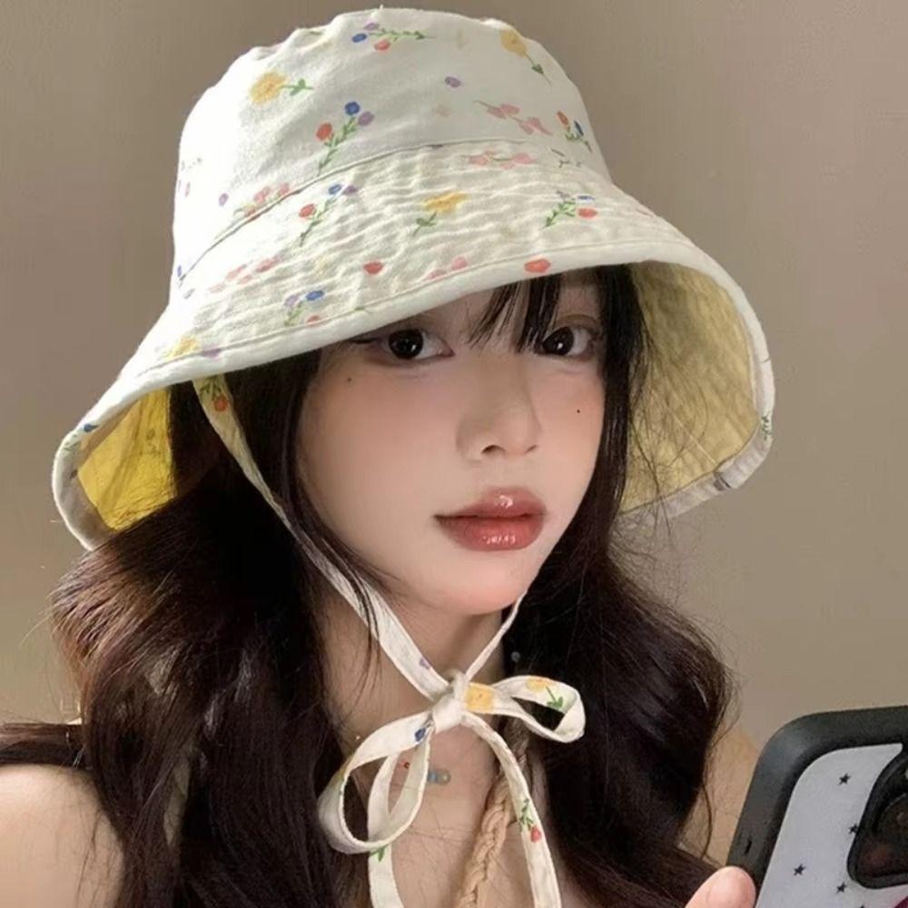 Панамы с цветочным принтом, двусторонние летние шляпы от солнца, женская шляпа рыбака, шляпы-ведра