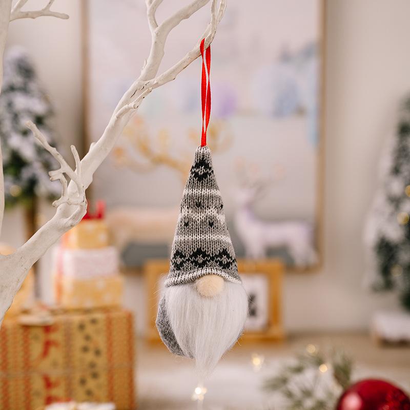 Knit Christmas Gnome Ornaments Set - Faceless Doll Tree Hanging Decor for Holiday Home & Festive Forest Theme