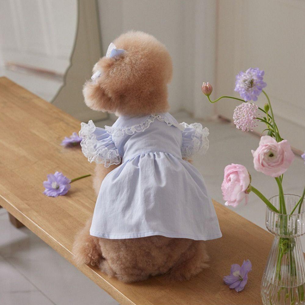 Pet Supplies Lace Ruffle Dog Princess Dress Fashion Breathable Cat Flying Sleeve Skirt Soft Pet Clothes Autumn