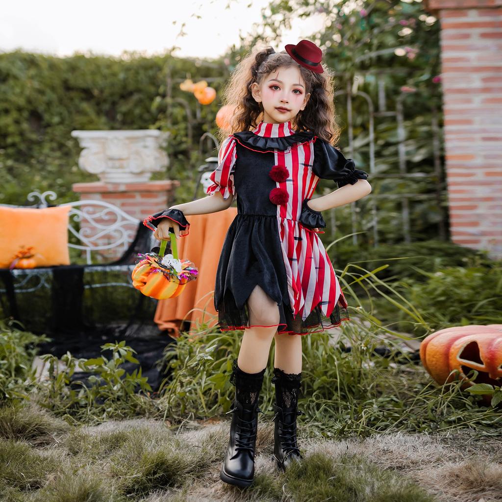 Halloween children's costume clown soul cos girls dress party funny dress up carnival costume