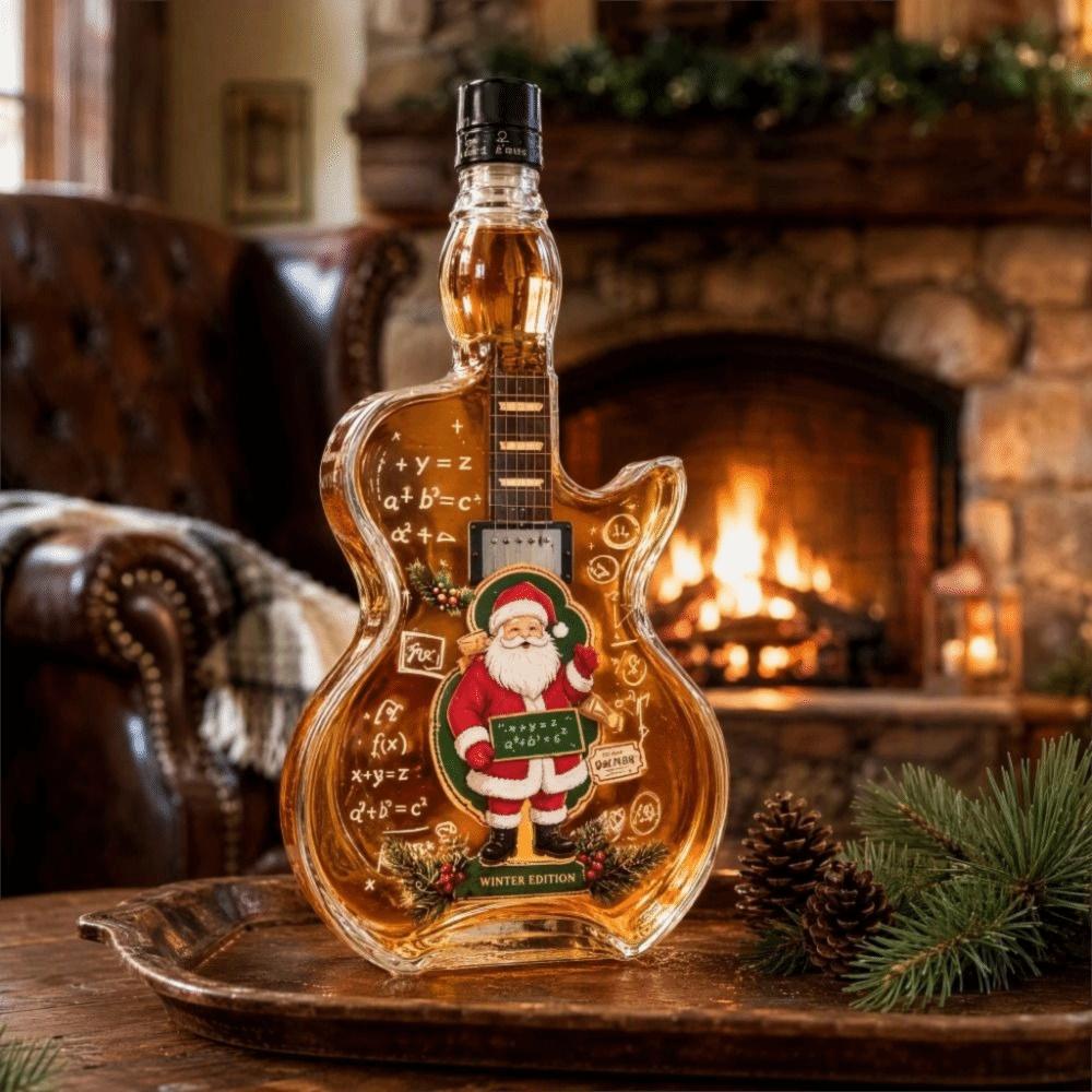 Xmas Tree Guitar Liquor Storage Bottle Santa Claus Empty Wine Bottle Clear Glass Bottle Home Decor