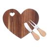 1 Set Heart Cheese Board: Wood Cheese Board - Charcuterie Tray For Dessert Serving With Cutter Fork