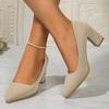 Fashion 2024 High Quality Shoes Female One Kick Women's Pumps Autumn Pointed Toe Solid Dress Party Block Heel Shallow Large Size Shoes