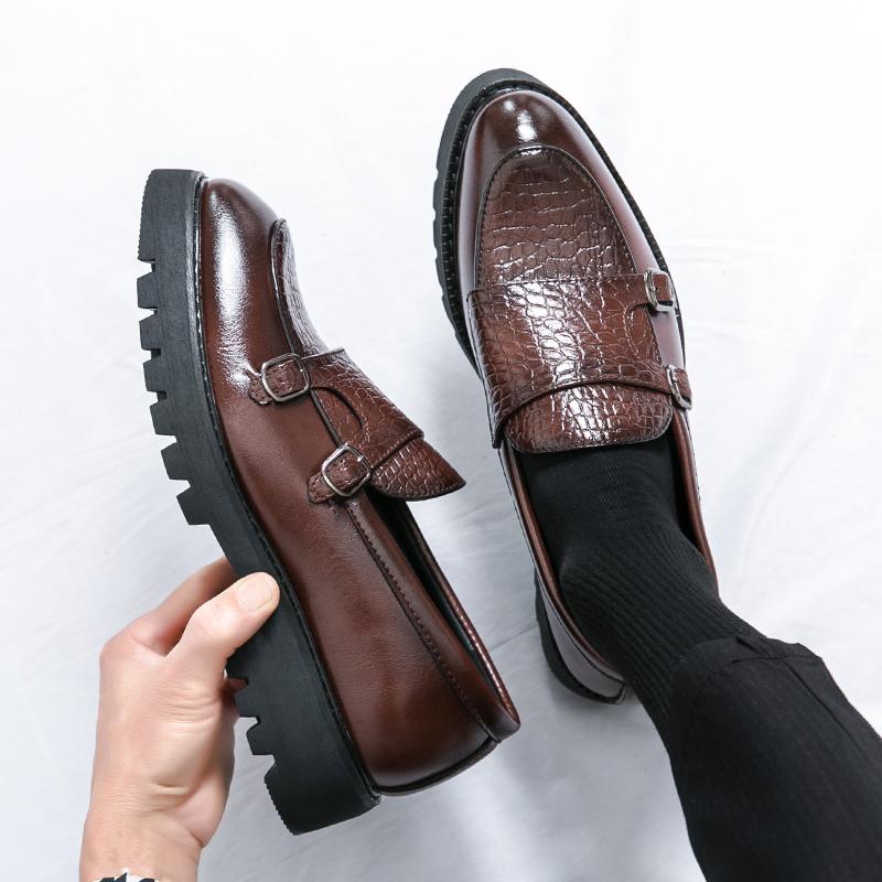 Fashion Luxury Brand New Casual Shoes Leather Men's Fashion Double Buckle Loafers Men Comfort Slip-on Driving Shoes Spring Elegant Flats