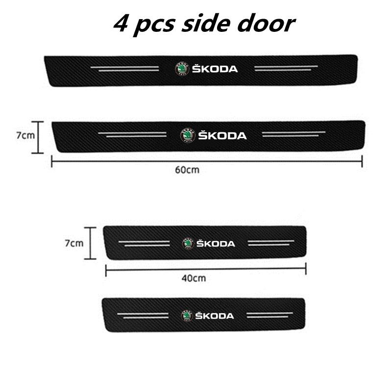 WUM1 Carbon Fibre Car Door Sill Threshold Bumper Protector Sticker For Skoda octavia 2 a7 a5 rapid fabia yeti superb SCALA Accessorie