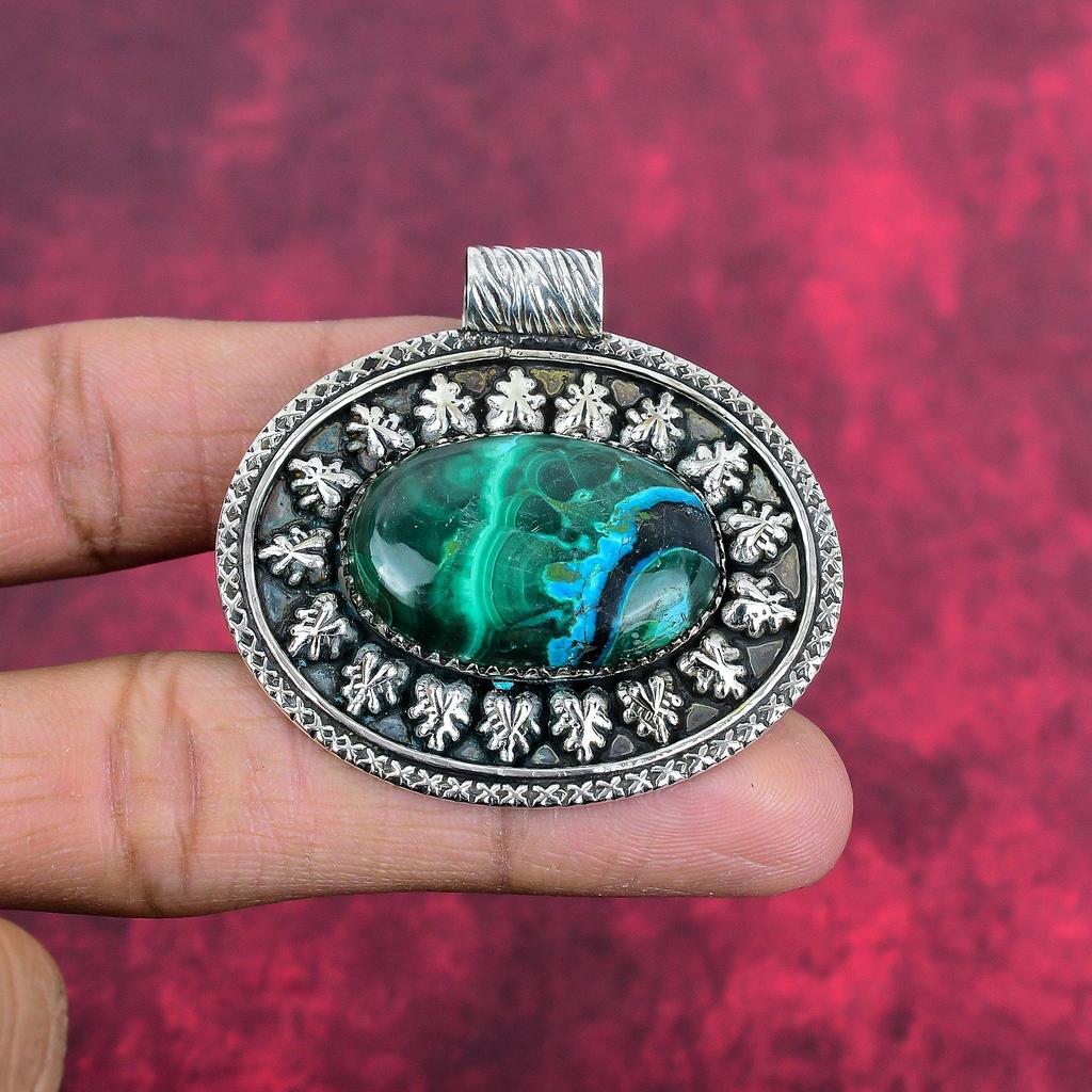 Подвеска из малахита, серебряная подвеска 925 пробы. Подарок для женщин, подвеска ручной работы, ювелирные изделия из драгоценных камней