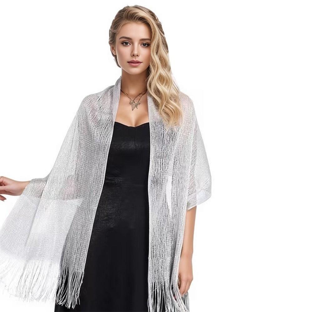 Длинная банкетная шаль Блестящий шарф для вечернего платья Модный металлический шарф