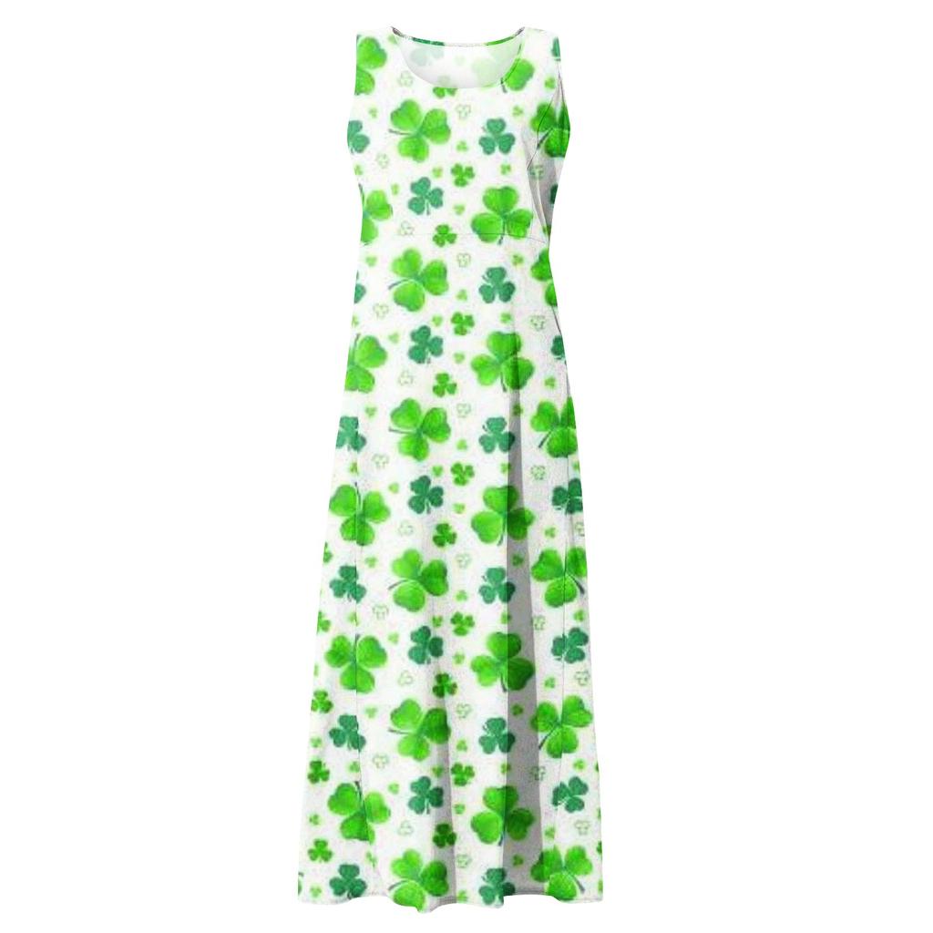 Женская повседневная одежда Comfort St. Карманное платье без рукавов с принтом ко Дню Святого Патрика