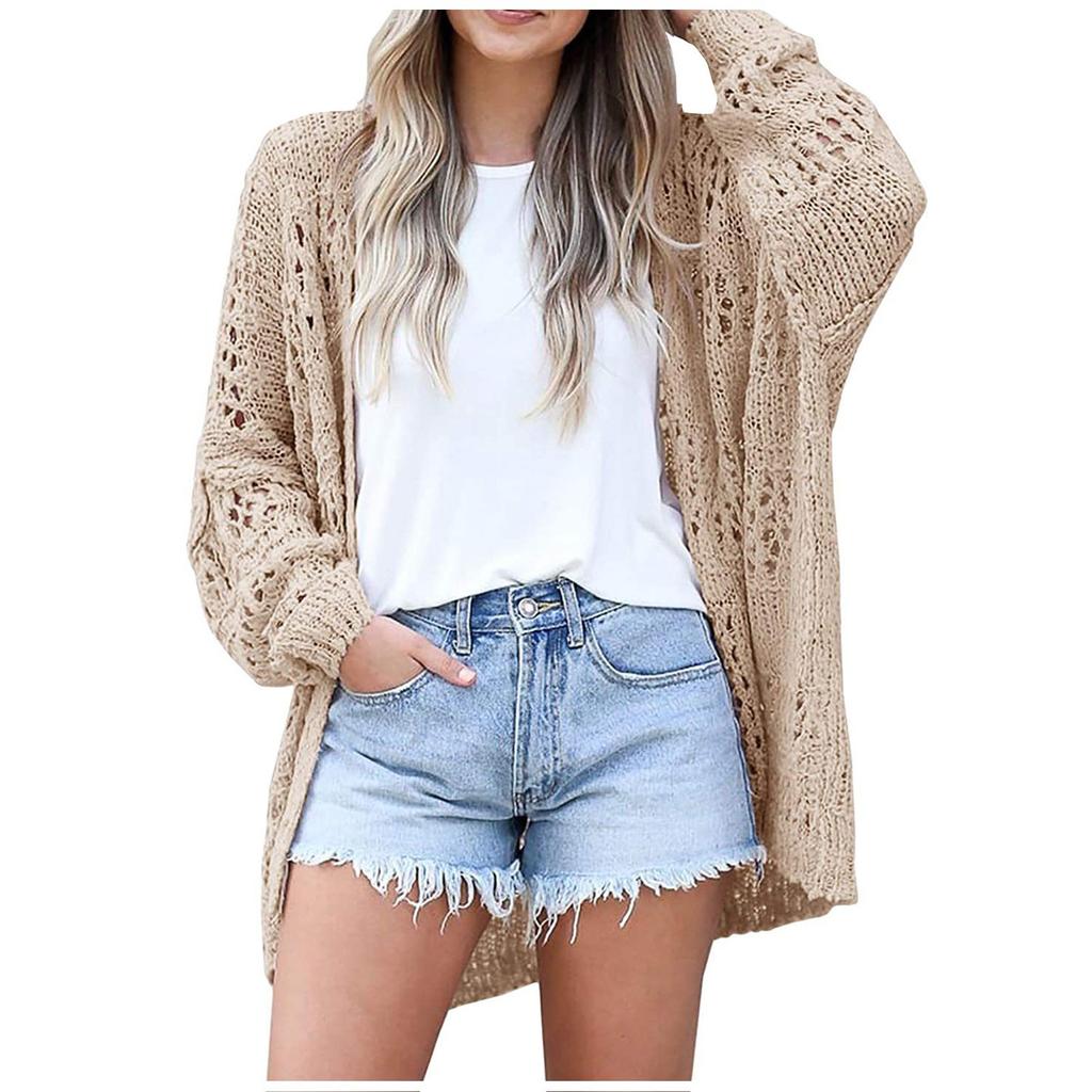 Женский кардиган крючком, свитер в стиле бохо, негабаритная верхняя одежда с открытой передней частью