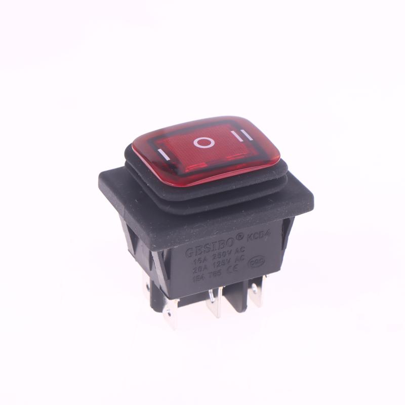 1 шт. T85 6-контактный Вкл Выкл Вкл 12В 220В Красный Зеленый Синий Свет Kcd4 Сверхмощный 16А 250В переменного тока 30X22мм Водонепроницаемый Рокерный Кнопочный Переключатель