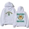 Толстовка Hawkins Tigers Модная Трендовая С Мультяшным Принтом Мужская Женская Свободная Свитшот Оверсайз Повседневная Уличная Одежда