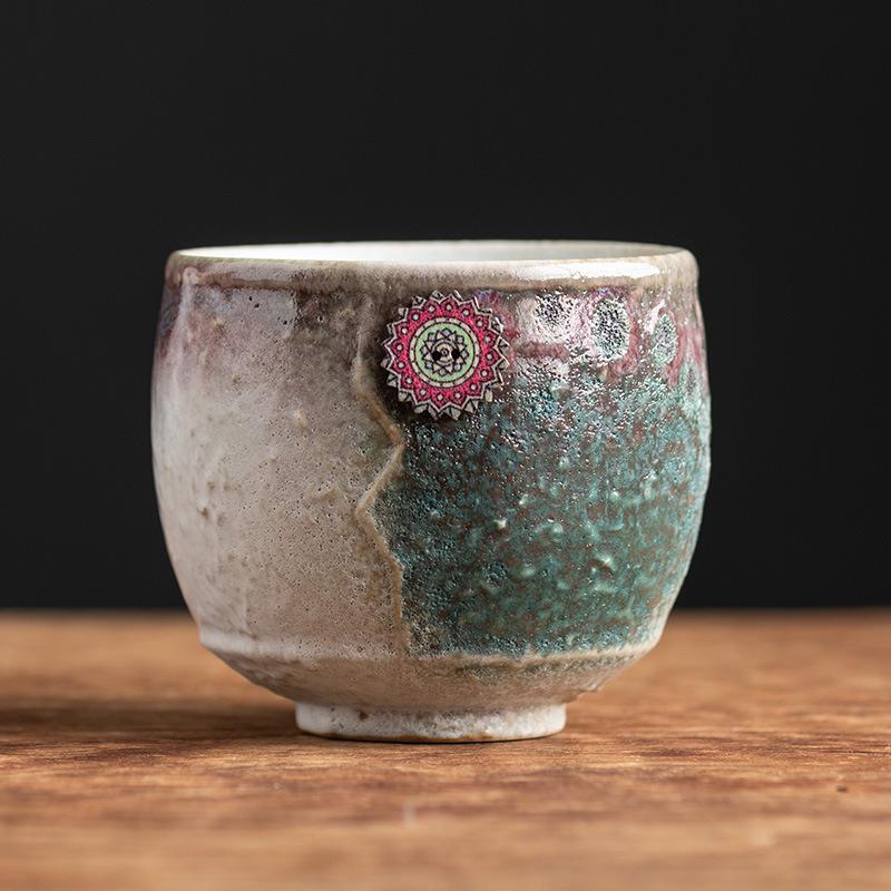 Ретро керамическая кружка с глазурью «хамелеон»: Плиссированная кофейная чашка из грубой керамики