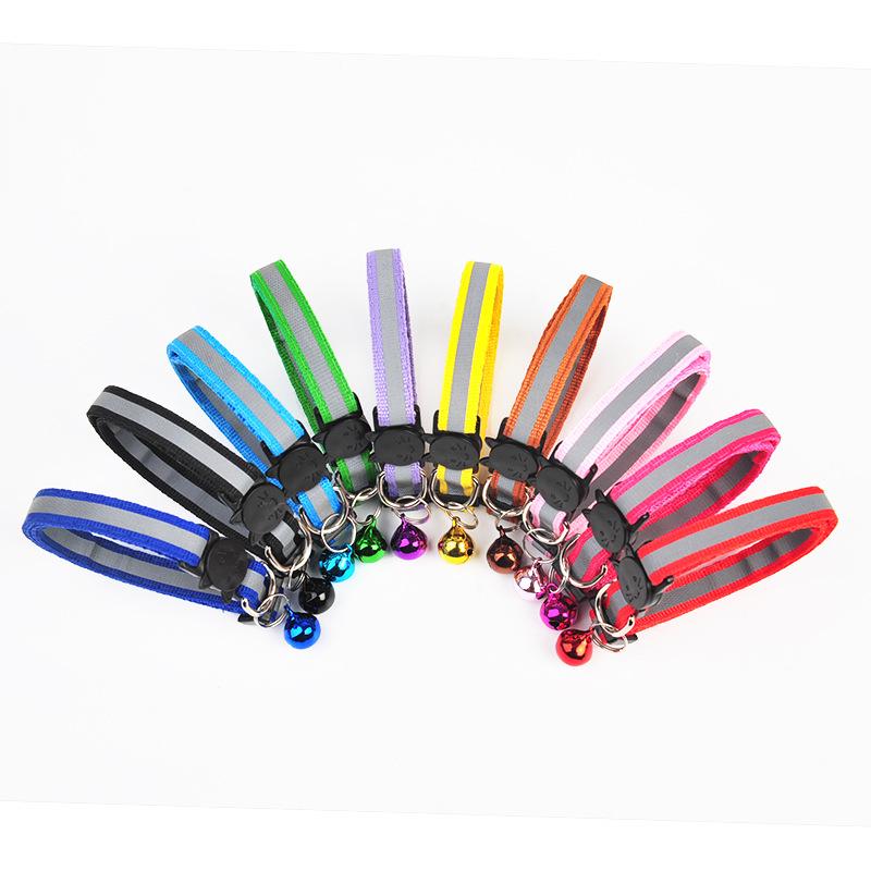 Reflective Cat Collar with Cartoon Cat Head & Colorful Bell