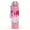 1PC Cracked Pink Red Heart Art Print 750ml Color Plastic Sports Water Bottle Leakproof Flip Straw Lid Suitable for Sports Office Home Use