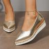 Повседневная женская обувь Повседневная обувь на танкетке для женщин Туфли на платформе Золотистые женские мокасины Chaussure Femme