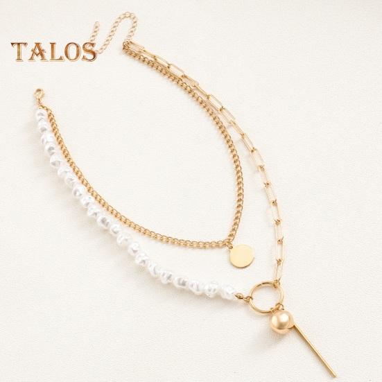 Многослойное ожерелье из искусственного барочного жемчуга для женщин, ожерелье из искусственного жемчуга с подвесками в виде цепочки, ювелирные изделия для жены и подруги