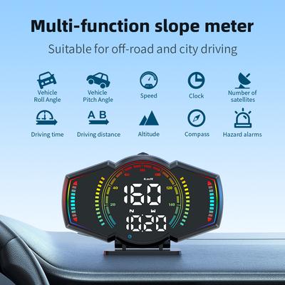 Автомобильный проекционный дисплей HUD на бортовом компьютере Цифровой спидометр Измеритель уклона Сигнализатор скорости КМ/Ч Миль/Ч Спидометр Тахометр
