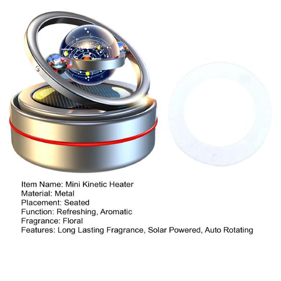 Portable Kinetic Molecular Heater Double Ring Auto Rotating Solar Heater Mini Kinetic Heater Car Oil Diffuser Living Room Bathroom Car Air Freshener