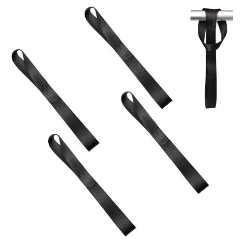 Set of 4 20*2.5cm Tie-Down Straps, Soft Loops, for Cargo Securing, Packaging, Bicycles, Motorcycles, Anti-Tip, Multi-Purpose Tools, Transport, Black