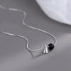Women's Simple Black Ball Triangle Chain Silver Necklace
