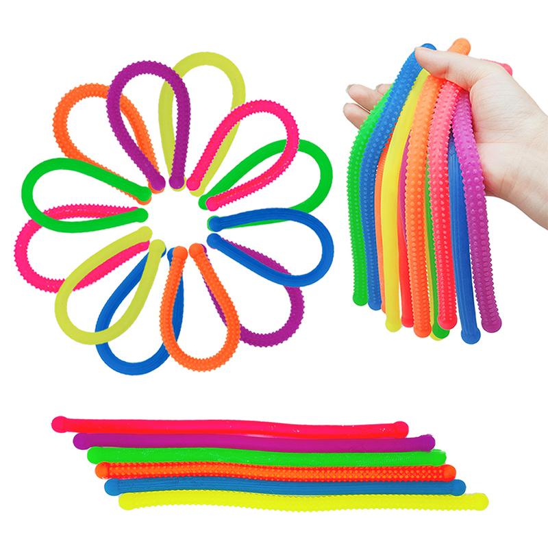 Elastic Stretchy Noodles Fidget Toys 6PCS Sensory String Decompression Fun For School Classroom Children Activity