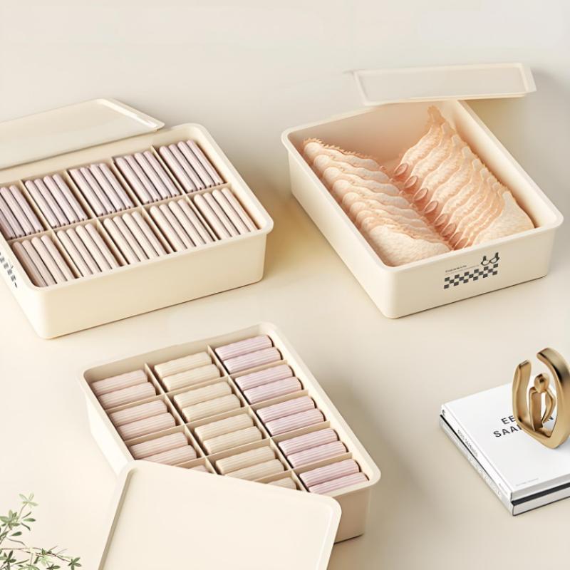 10/15 Grids Underwear Storage Box Case Classification With Cover Panties Socks Organizer Dustproof Stable Stacking